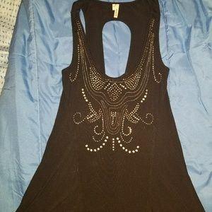 Black Tank with silver bead design